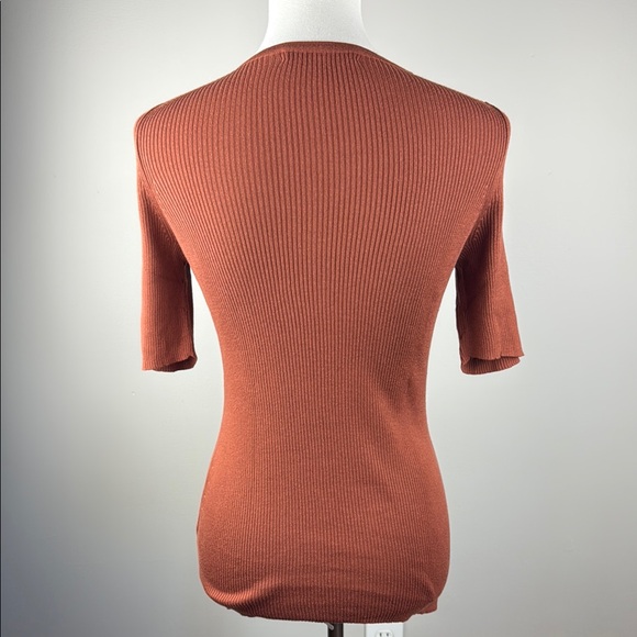 Peruvian Connection-Women's Rust Ribbed Top - Picture 2 of 6